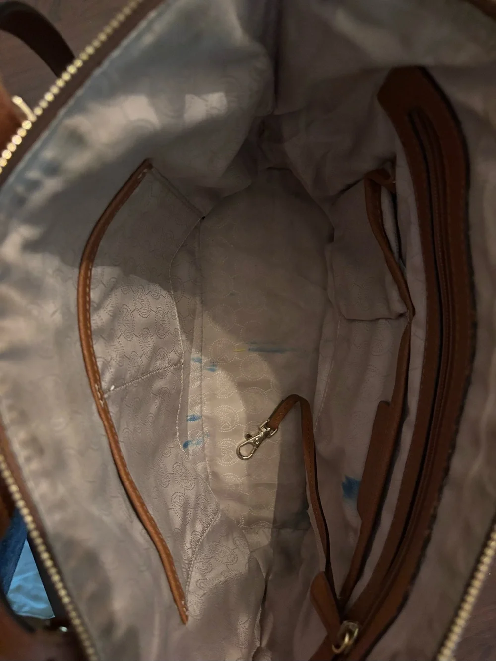 Michael Kors Cognac Leather Tote with MK Charm